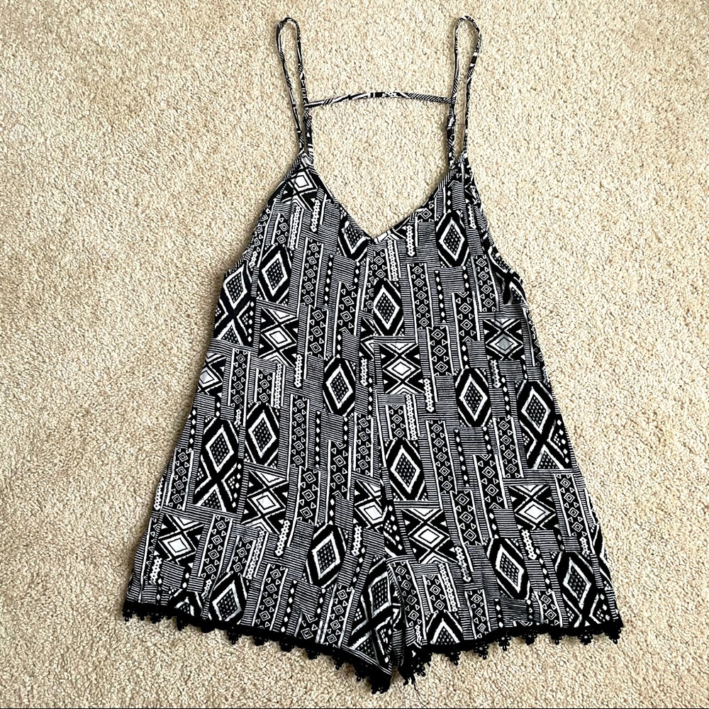 One Clothing Black White Aztec Romper